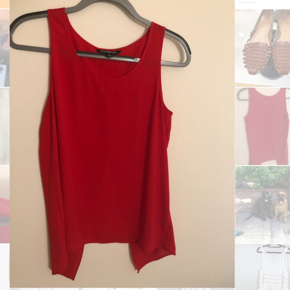 Red Express Split Back Tank Top - Picture 2 of 4